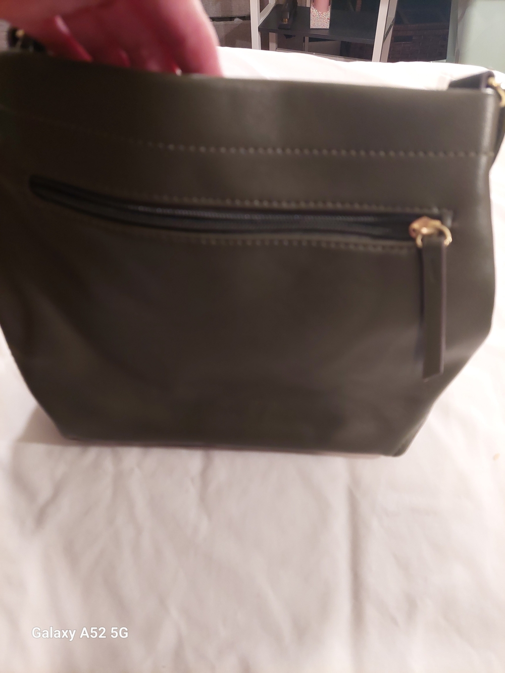Time and Tru Olive Green Shoulder Bag with Gold Hardware